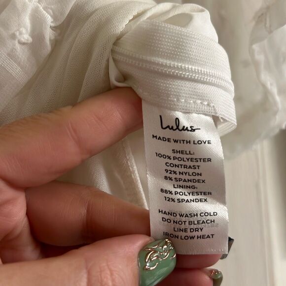 ✨Lulus Think of Me Ivory Swiss Dot Ruched Sz Medium Bodysuit✨ - Picture 7 of 7